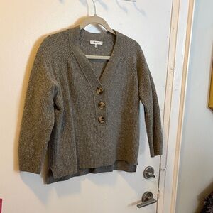 Madewell Grey V-Neck Merino Wool Sweater